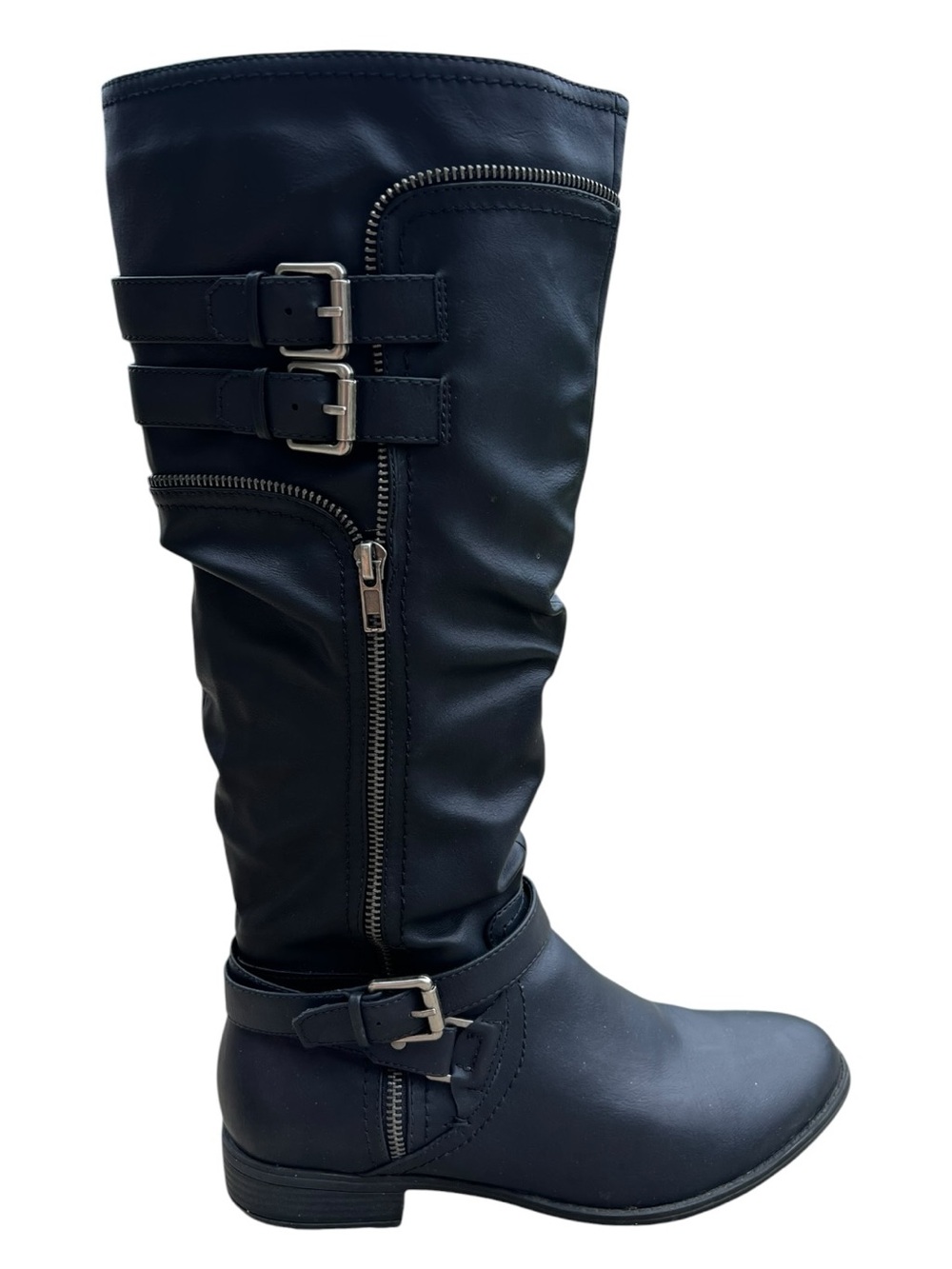 White Mountain Black Kneei Buckle Riding Boots EUC 9.5